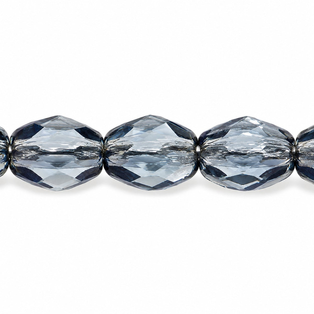 Oval Faceted Beads, Transparent Dark Blue (30320), Glass, Czech Republic