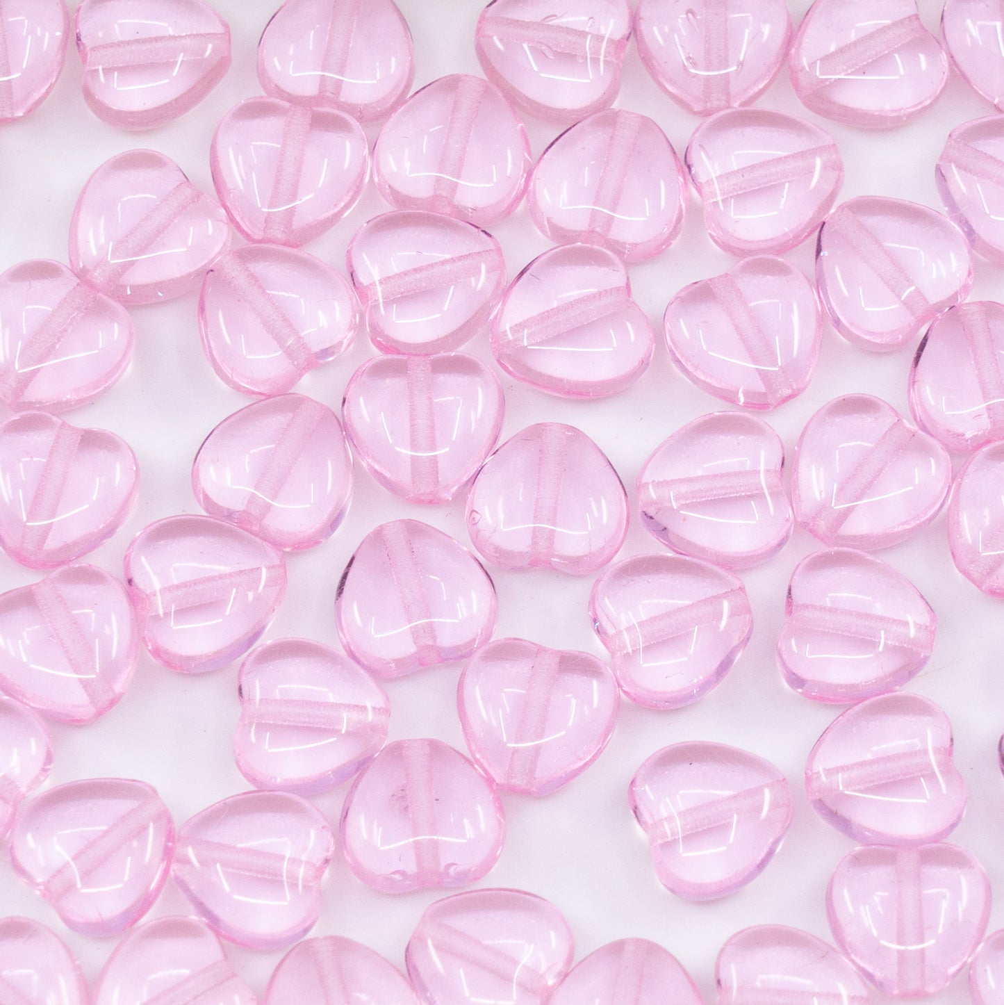 OUTLET 250g/50g Heart Beads, 8 x 8 mm, Transparent Pink (70200), Glass, Czech Republic
