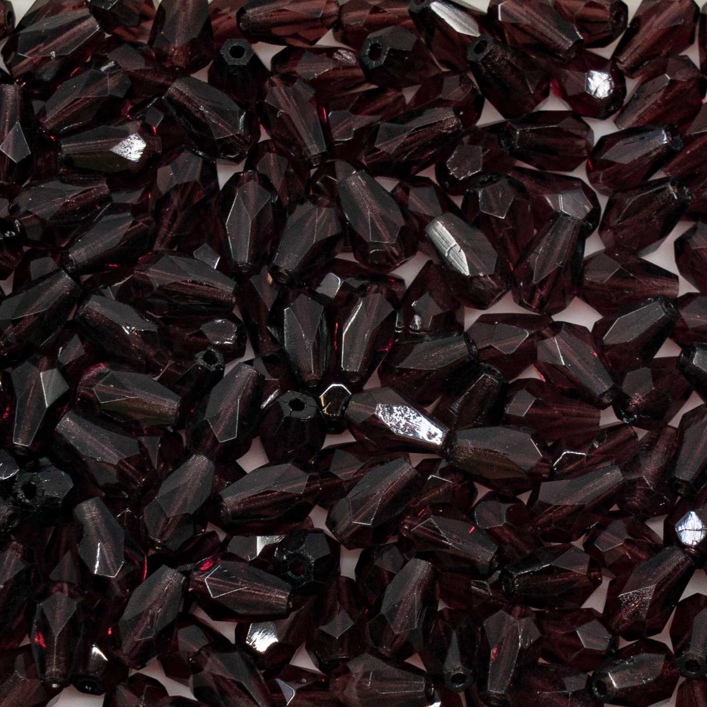 アウトレット 250g ペアーティアドロップビーズ ファセット加工 ファイアポリッシュ 7 x 5 mm 透明アメジスト (00030-81800) ガラス チェコ共和国