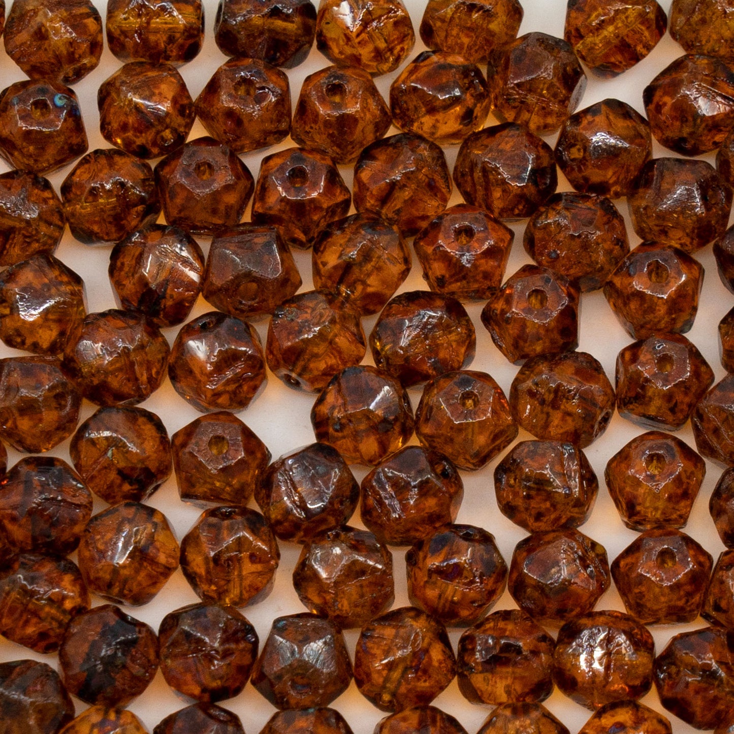 OUTLET 250g English Cut Beads Sharp, 6 x 6 mm, Transparent Pink Travertin (70130-86800), Glass, Czech Republic