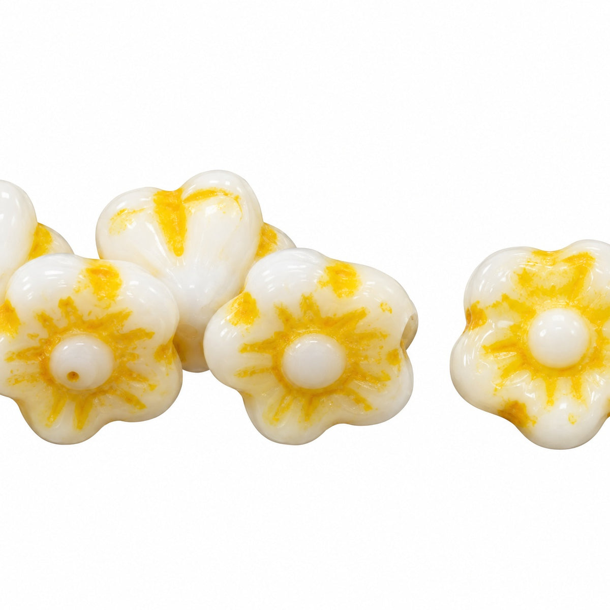 Forget Me Not Beads, White 47580 (02010-47580), Glass, Czech Republic