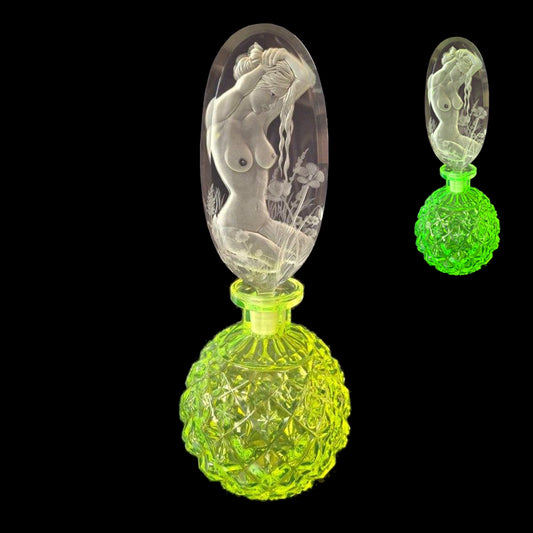Uranium Vintage Bohemia Glass Perfume Bottle, Czech Republic, OUTLET