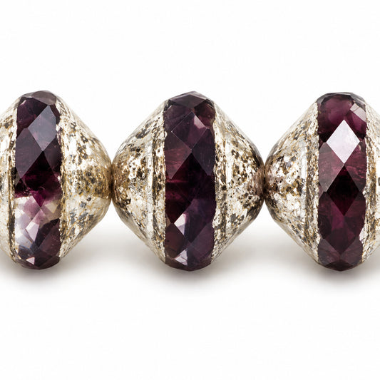 Faceted Special Cut Beads Ufo, X2849 Antique Silver Patina (x2849-81002), Glass, Czech Republic