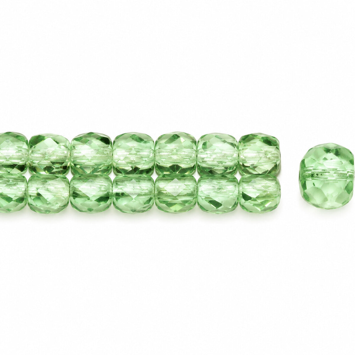 Faceted Special Cut Beads Rondelle, Transparent Green (50520), Glass, Czech Republic