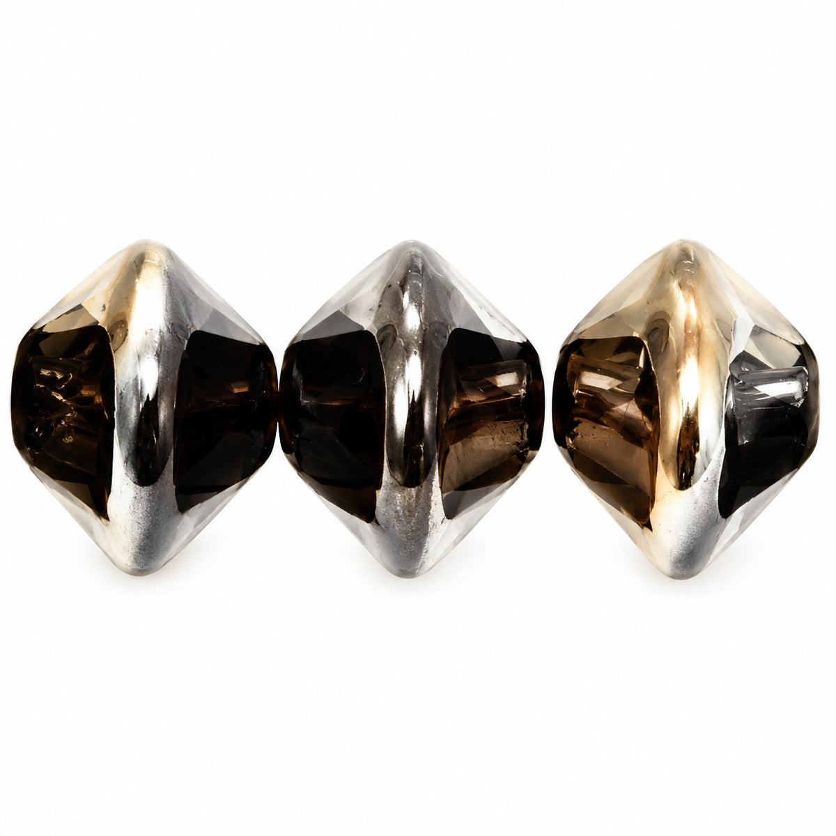 Oval Beads, Black Crystal Bronze Capri (23980-22601), Glass, Czech Republic