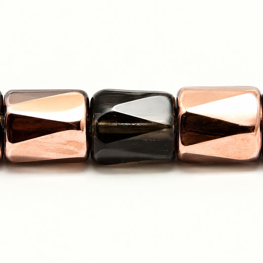 Faceted Special Cut Beads, Transparent Gray Rose Gold Capri (40030-27101), Glass, Czech Republic