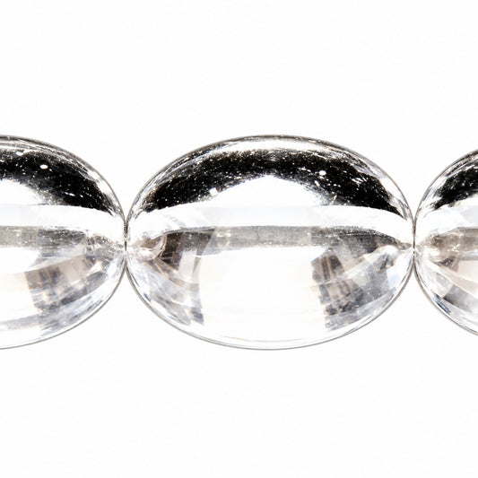 Oval Pressed Beads, Crystal (00030), Glass, Czech Republic
