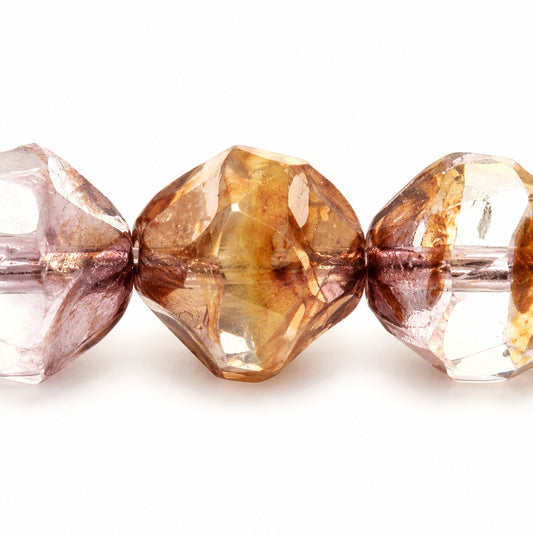 Special Cut Faceted Fire Polished Beads. Smashed, X3147 Bronze (x3147-14415), Glass, Czech Republic