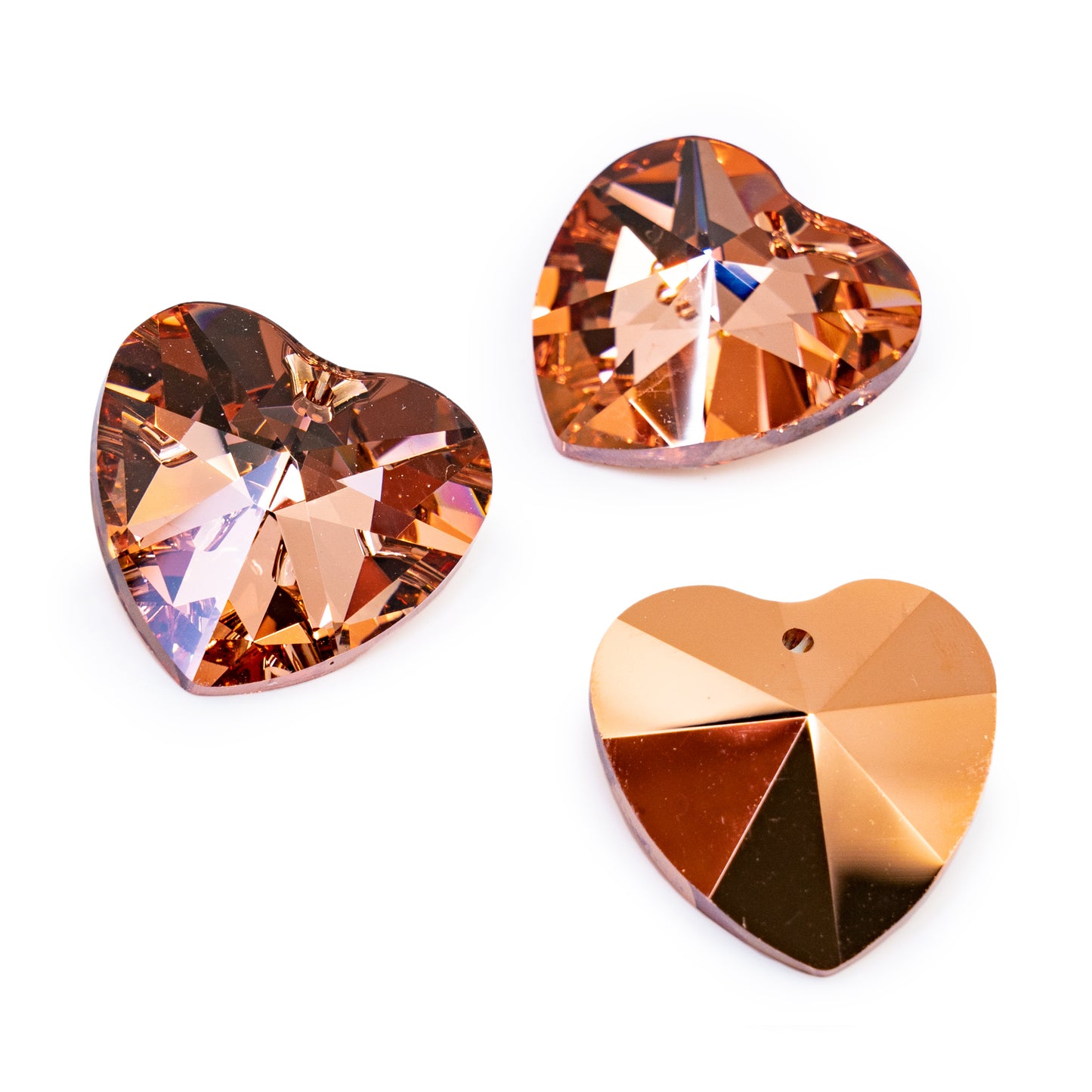 OUTLET 1 pcs Glass Crystal Stone Heart with hole, 28 x 28 mm, Crystal Rose Gold (CRCAG), Glass, Czech Republic