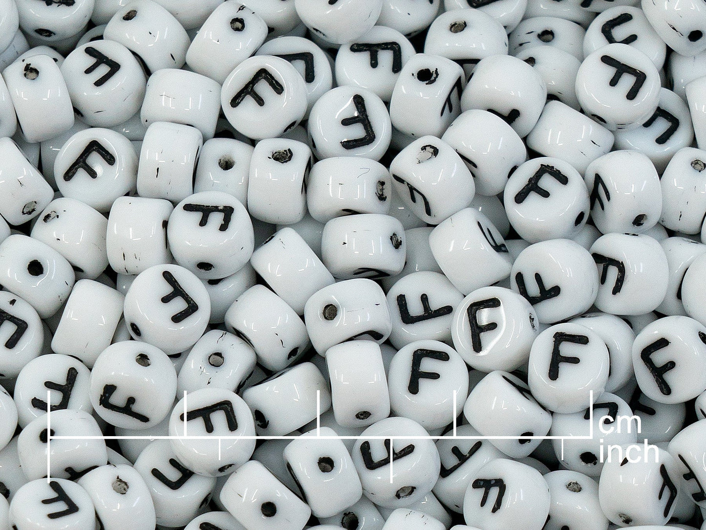 OUTLET 250g Pressed Czech Glass Letter Number Beads, 6 x 6 mm, (f), White Black Lined, Glass, Czech Republic