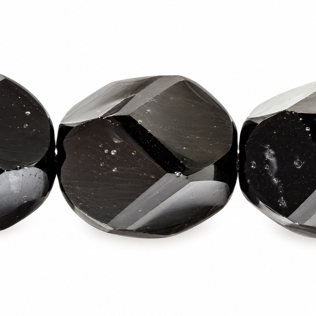 Fire Polished Faceted Stone-Like Beads Special Cut, Black (23980), Glass, Czech Republic
