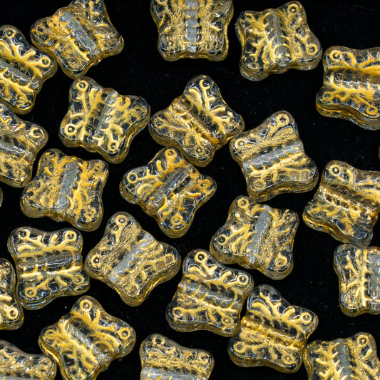 OUTLET 250 grams Pressed Beads Butterflies, 12 x 12 mm, Transparent Light Amethyst Gold Lined (20210-54302), Glass, Czech Republic