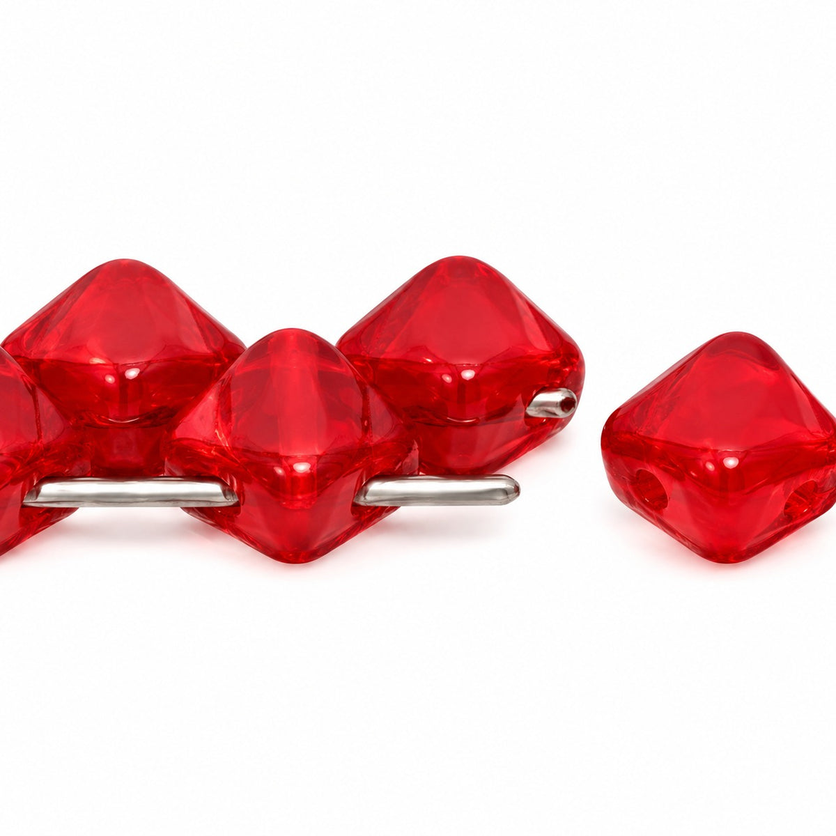 Silky 2-Hole Square Beads, T1009 (t1009), Glass, Czech Republic