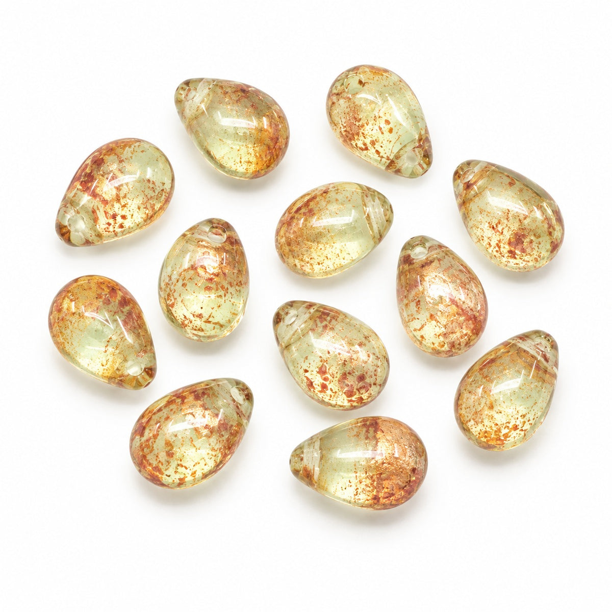 Drop Beads, Transparent Green 47903 (50400-47903), Glass, Czech Republic