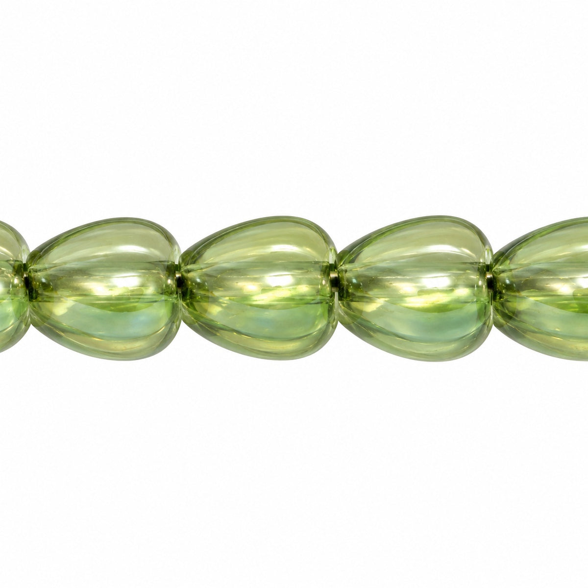 Heart Beads, Crystal Luster Green Full Coated (00030-14457), Glass, Czech Republic