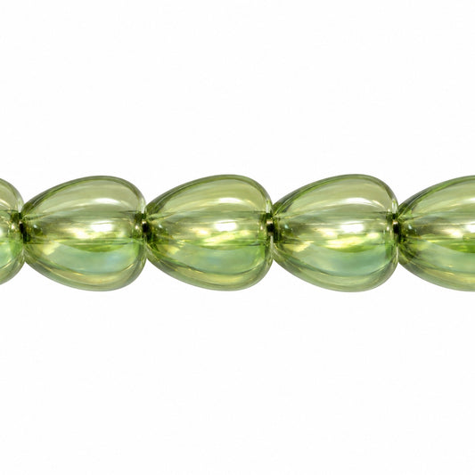 Heart Beads, Crystal Luster Green Full Coated (00030-14457), Glass, Czech Republic