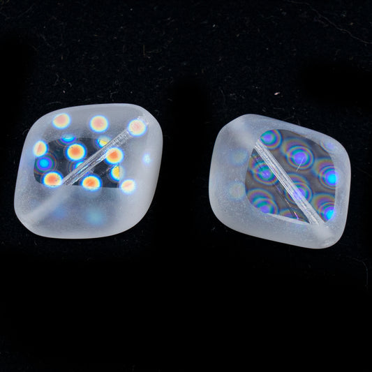 OUTLET 10 grams Table Cut Stone-Like Beads, 24 x 20 mm, Crystal Dot X2 (00030+AB-dot-x2), Glass, Czech Republic