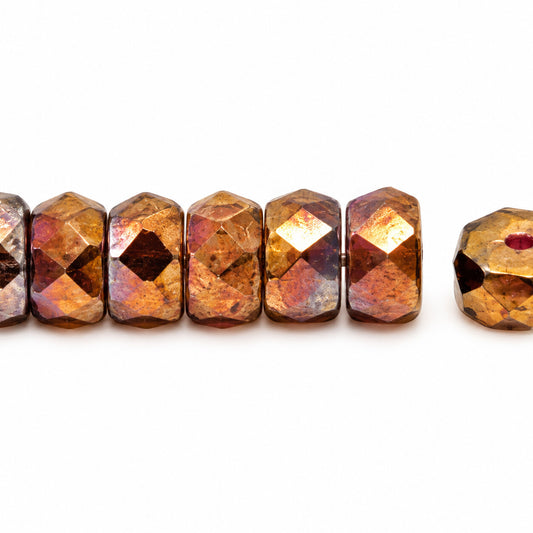 Faceted Special Cut Beads Rondelle, Transparent Red Vega Ii (70350-15780), Glass, Czech Republic