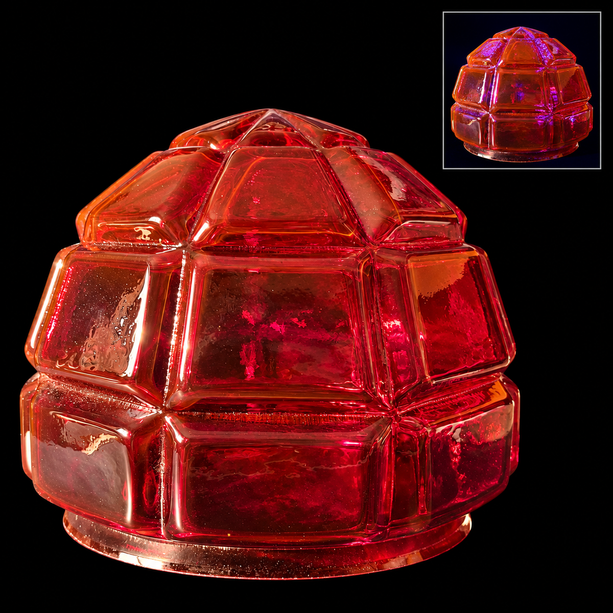 Cadmium Red Glass lamp shade - Art Deco, 140 × 168 - 149 mm, OUTLET