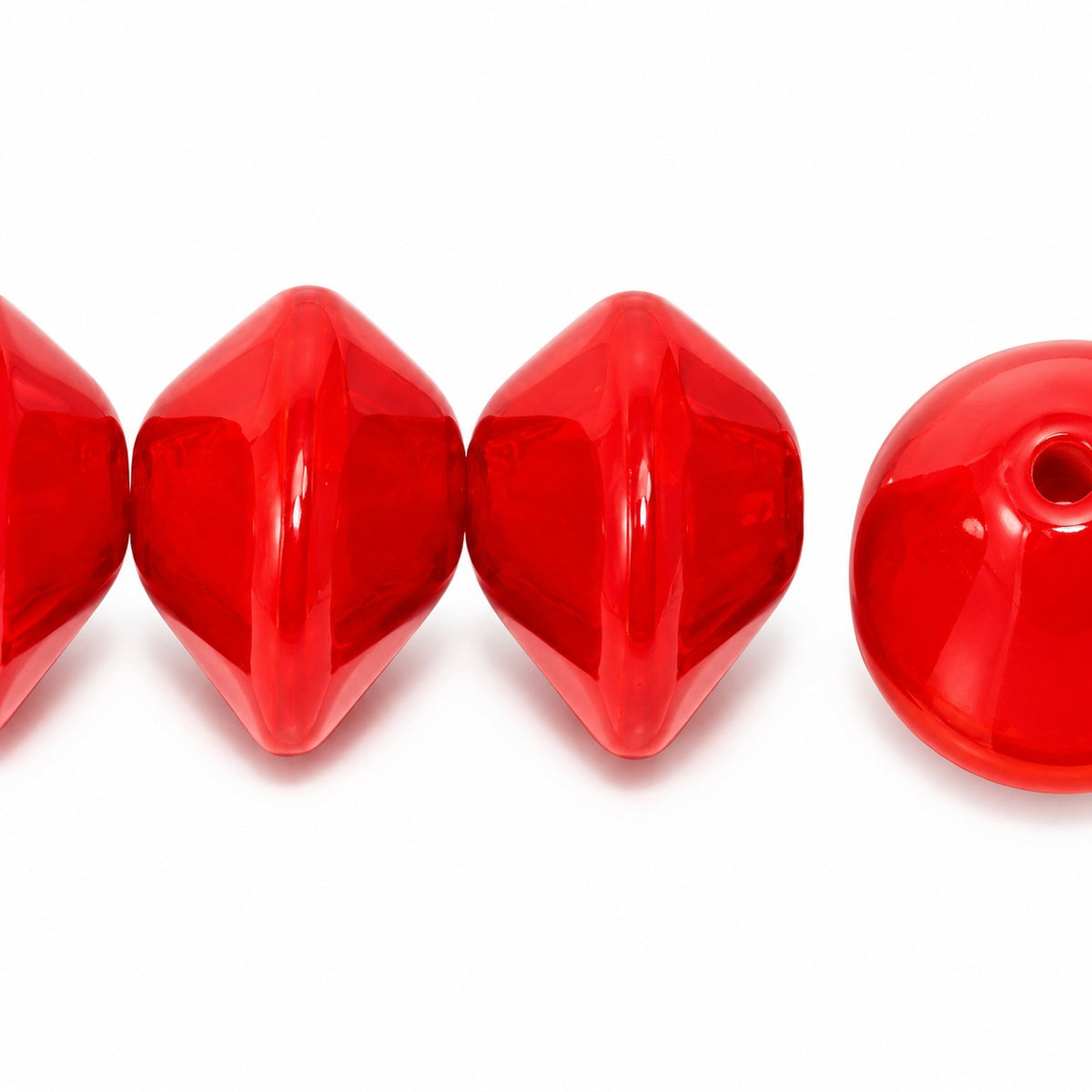 Oval Beads, Opaque Red (93200), Glass, Czech Republic