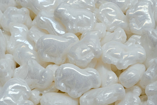 Sheep Pressed Beads, White Brown Iris (02010-21415), Glass, Czech Republic