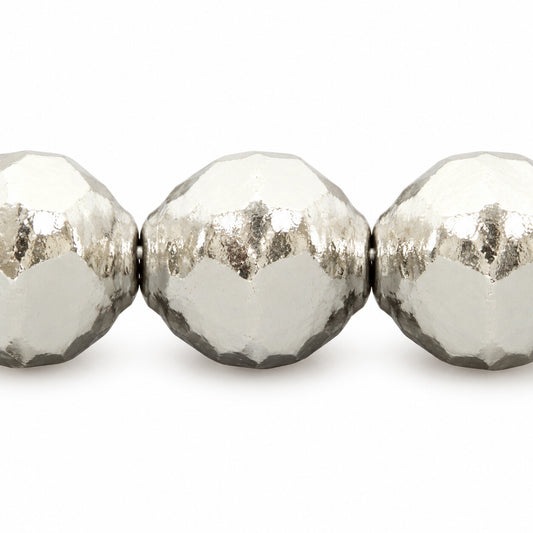 Wasp Special Cut Faceted Fire Polished Beads, Chalk White Platin (03000-13702), Glass, Czech Republic