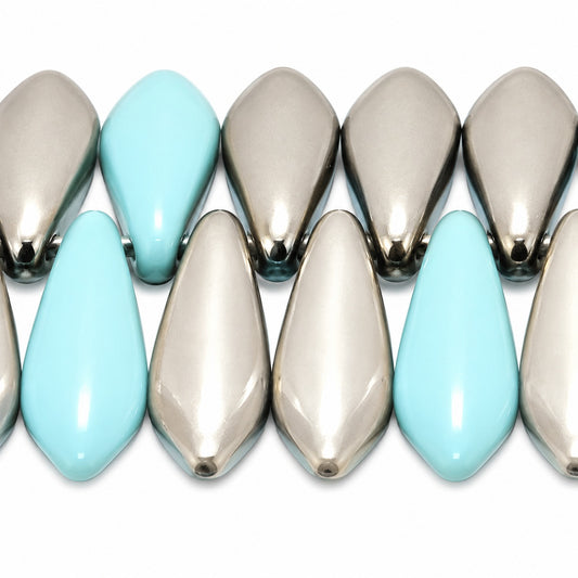 Dagger Beads, Blue Chrom (63020-27401), Glass, Czech Republic