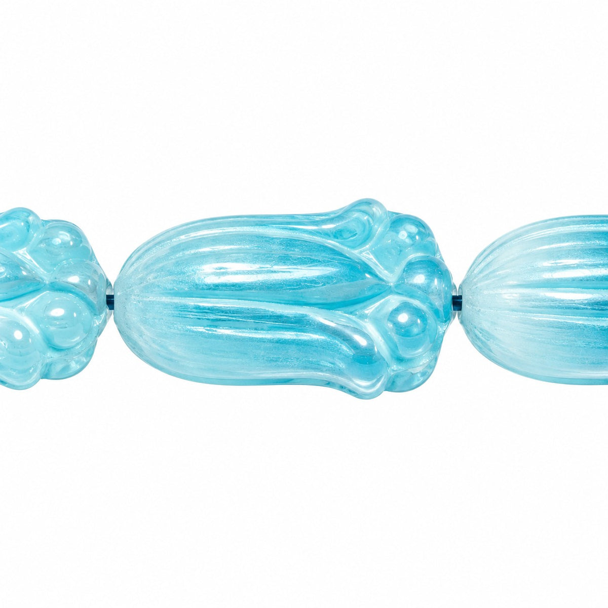 Tulip Flower Beads, S0990 Light Blue Lined (s0990-54308), Glass, Czech Republic