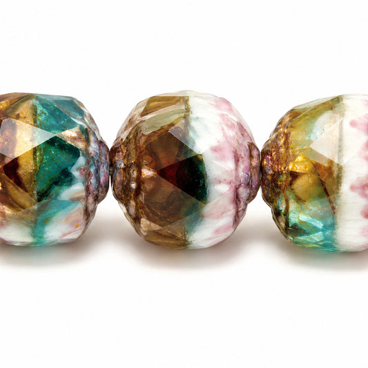 Cathedral Faceted Fire Polished Beads, Ts034 Terracotta Violet (ts034-15496), Glass, Czech Republic