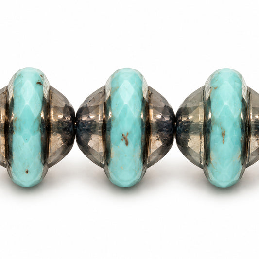 Faceted Special Cut Beads Ufo, Turquise Bronze (63120-14415), Glass, Czech Republic
