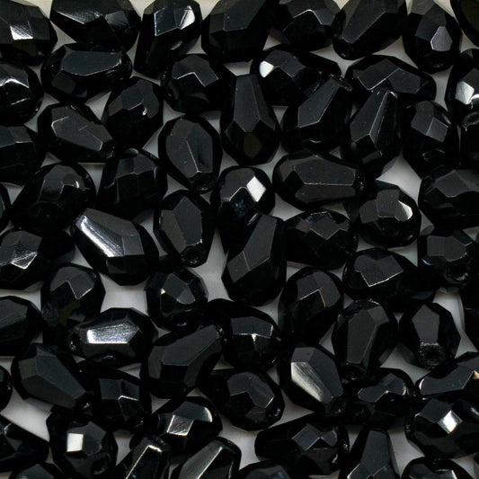 アウトレット 250g ペアーティアドロップビーズ ファセットファセットファイアポリッシュ 10 x 7 mm ブラック (00030-81800) ガラス チェコ共和国