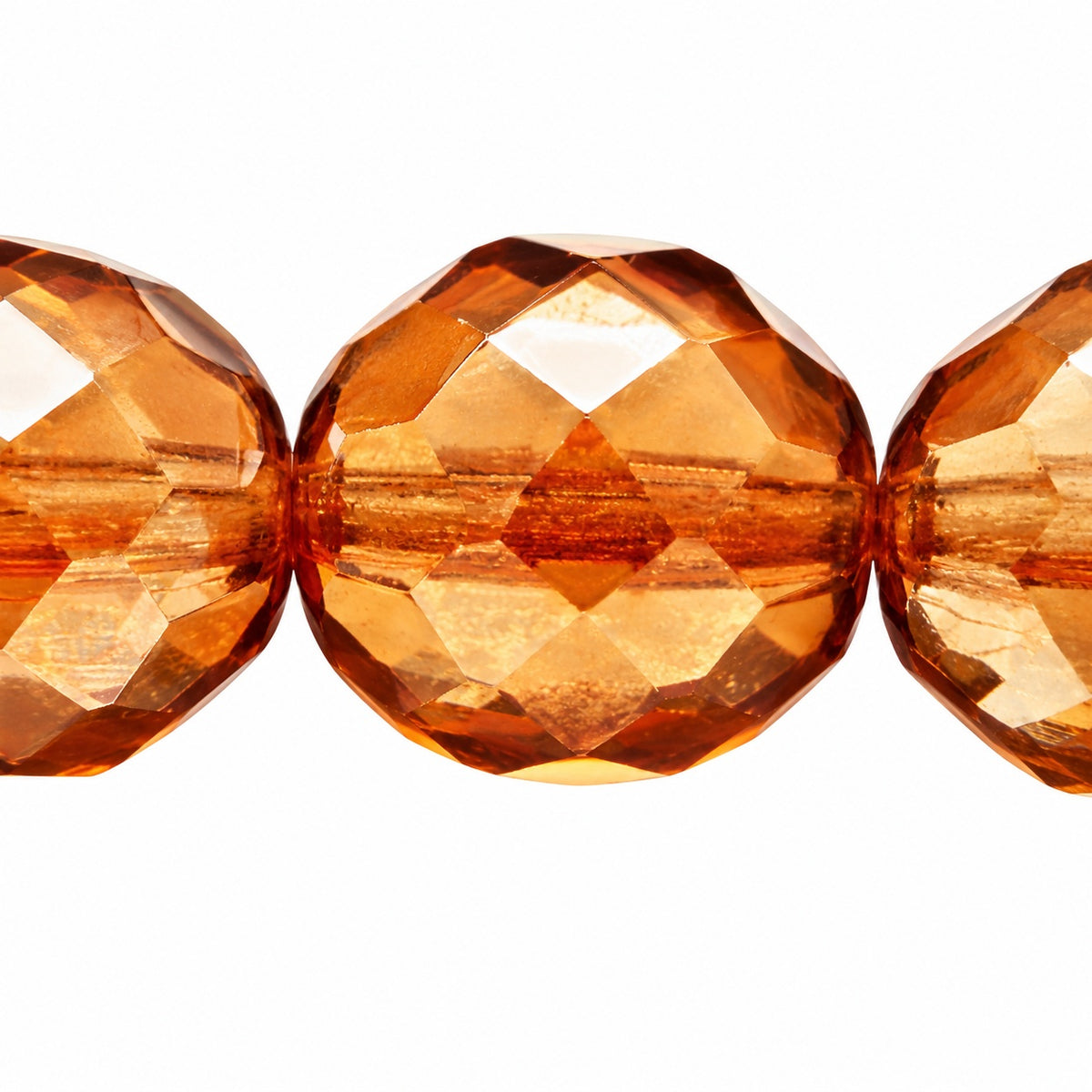Faceted Round Fire Polished Beads, Transparent Brown Hematite (10200-14400), Glass, Czech Republic