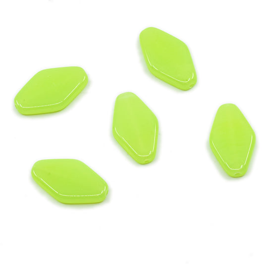 OUTLET 10 grams Flat Rhombus Beads, 22 x 12 mm, Opal Green (52000), Glass, Czech Republic