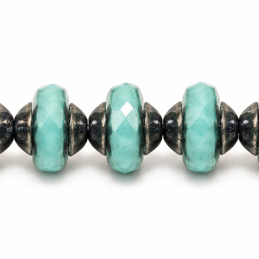 Faceted Special Cut Beads Ufo, Turquise Bronze (63120-14415), Glass, Czech Republic