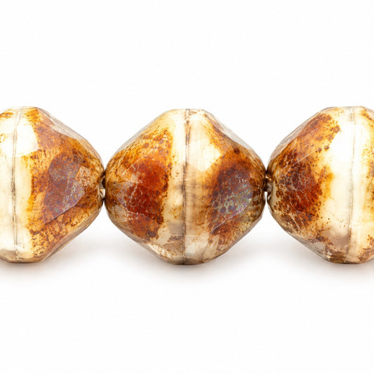 Special Cut Faceted Fire Polished Beads. Smashed, X3150 Stain Strong (x3150-86805), Glass, Czech Republic