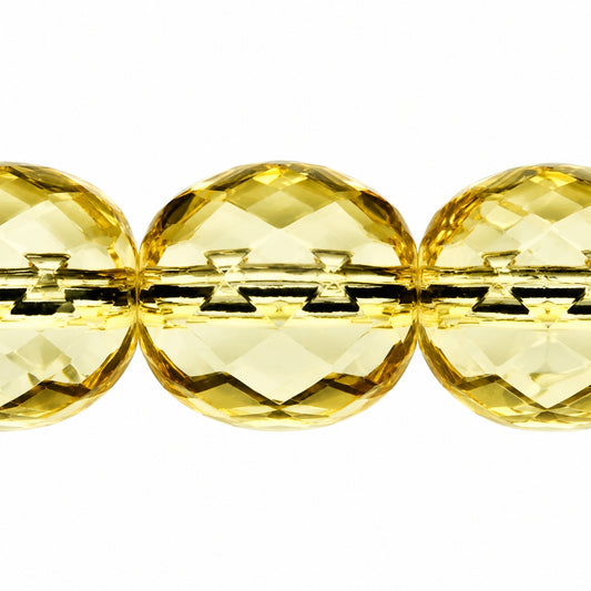 Faceted Round Fire Polished Beads, Transparent Yellow (80100), Glass, Czech Republic