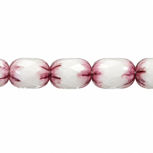 Faceted Fire Polished Beads Special Cut, White Terracotta Violet (02010-15496), Glass, Czech Republic