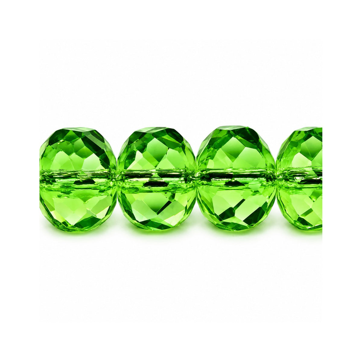 Special Cut Faceted Fire Polished Beads, Transparent Green (50010), Glass, Czech Republic