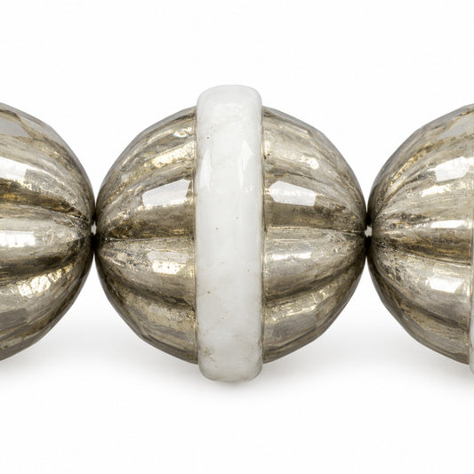 Faceted Special Cut Beads, Chalk White Platin (03000-13702), Glass, Czech Republic