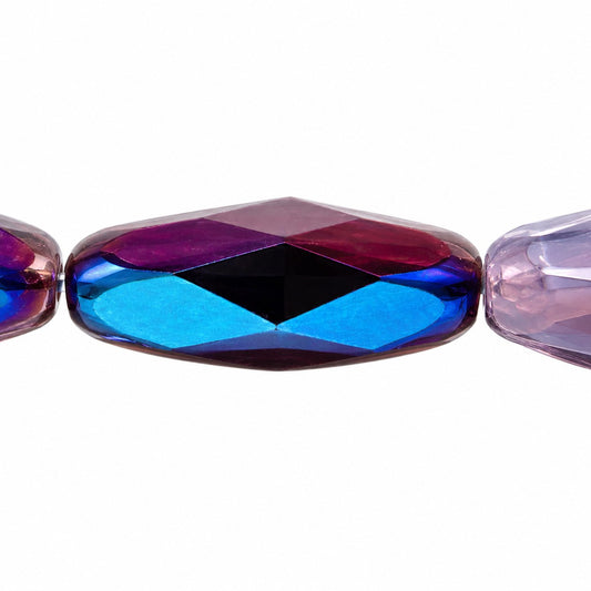 Fire Polished Faceted Oval Beads, Opal Dark Lavender 23101 (21010-23101), Glass, Czech Republic