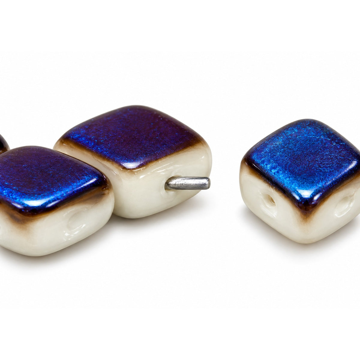 Silkt 2-Hole Beads, White 22201 (02010-22201), Glass, Czech Republic