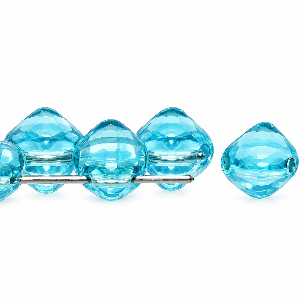 Silky 2-Hole Square Beads, Transparent Aqua (60000), Glass, Czech Republic