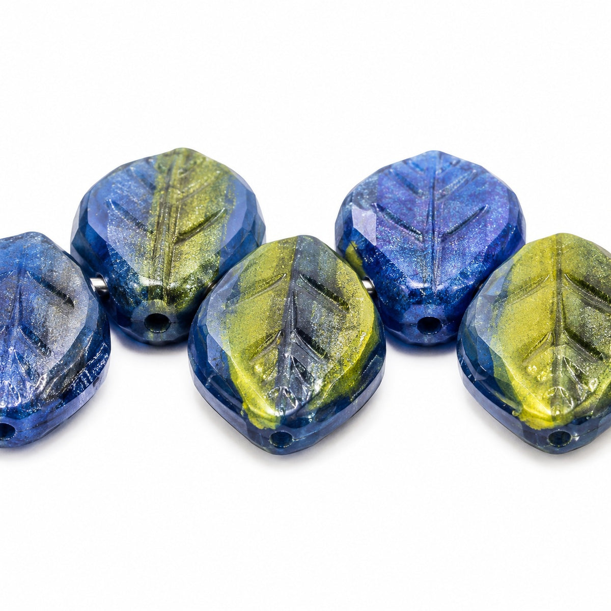 Small Leaf Pressed Beads, X2084 (x2084), Glass, Czech Republic