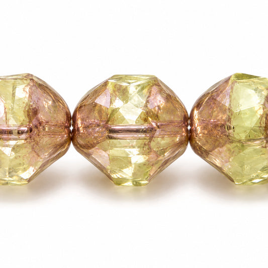 Special Cut Faceted Fire Polished Beads. Smashed, 56008 Bronze (56008-14415), Glass, Czech Republic