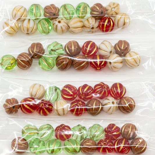 OUTLET 10 grams Melon Beads, 8 x 8 mm, Mixed Colors (mix), Glass, Czech Republic
