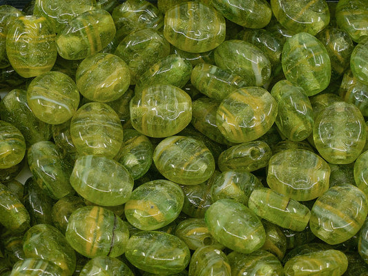 OUTLET Shamrock Oval Beads, 10x8 mm, Glass, Czech Republic