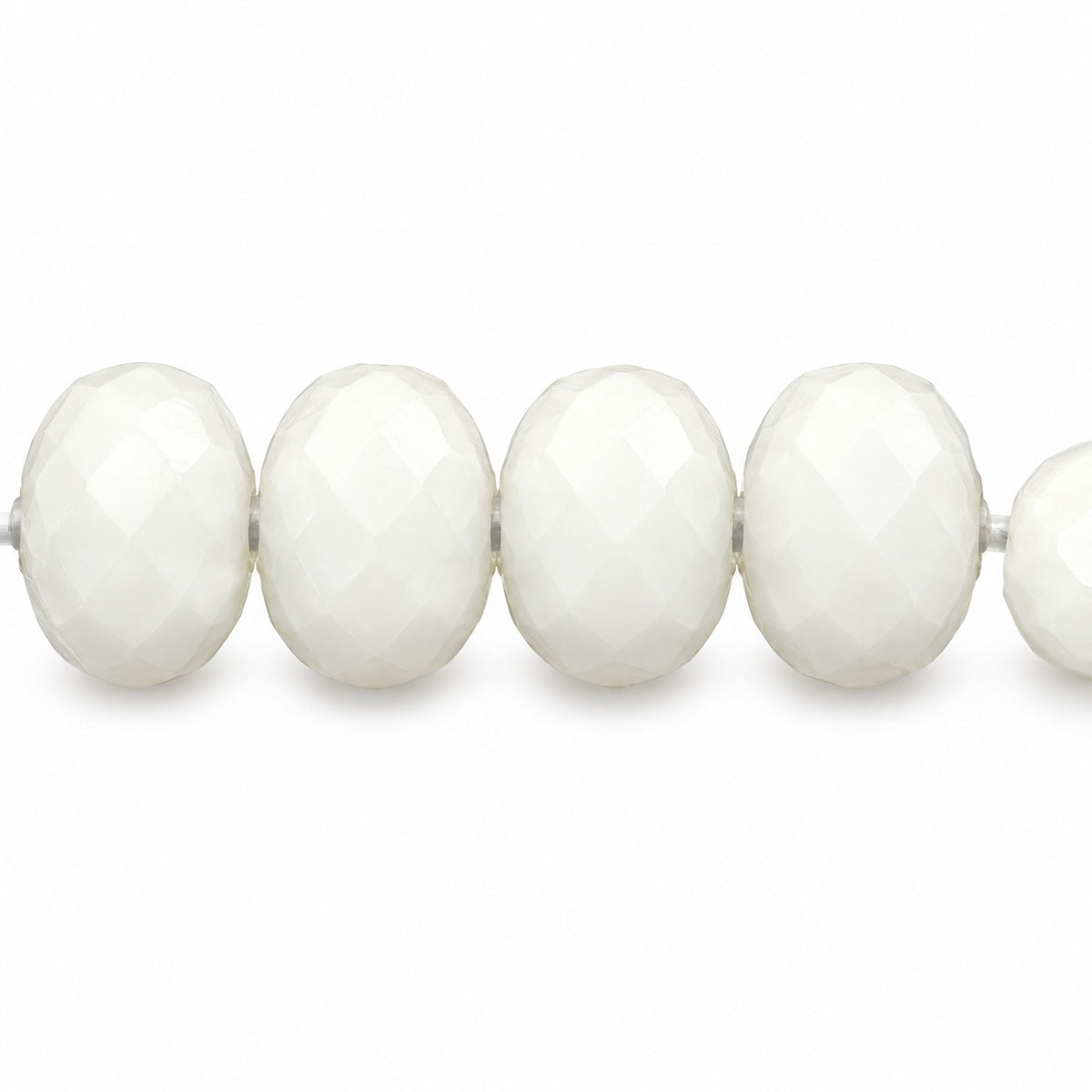 Spiral Rondelle Faceted Fire Polish Beads, Chalk White (03000), Glass, Czech Republic