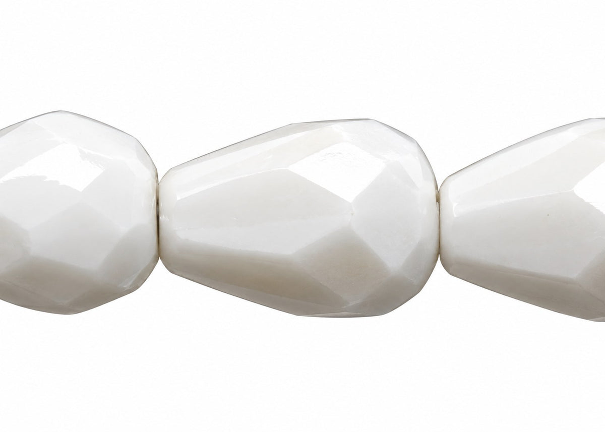 Faceted Fire Polished Beads Special Cut, White (02010), Glass, Czech Republic