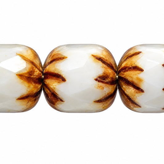 Faceted Fire Polished Beads Special Cut, White Stain Strong (02010-86805), Glass, Czech Republic