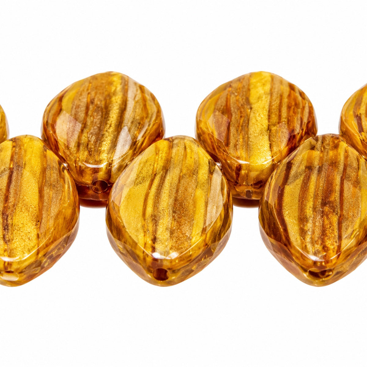 Small Leaf Pressed Beads, X2347 (x2347), Glass, Czech Republic